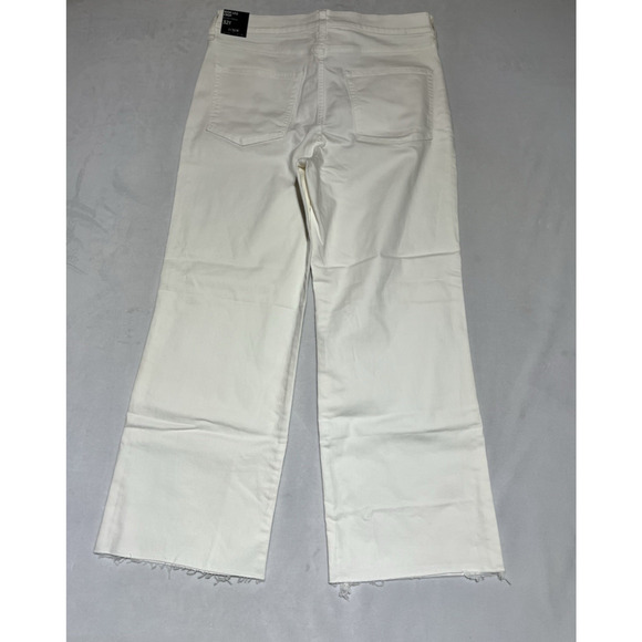 J Crew Factory Wide Leg Cop Jean Womens 32T Tall White Denim High Rise Raw Hem - Picture 2 of 9